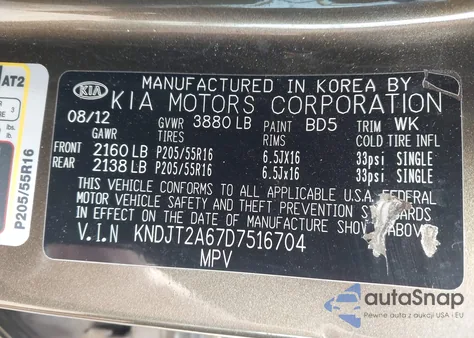 2013 Kia Soul +/!/Sport z USA, uszkodzony, nr VIN KNDJT2A67D7516704